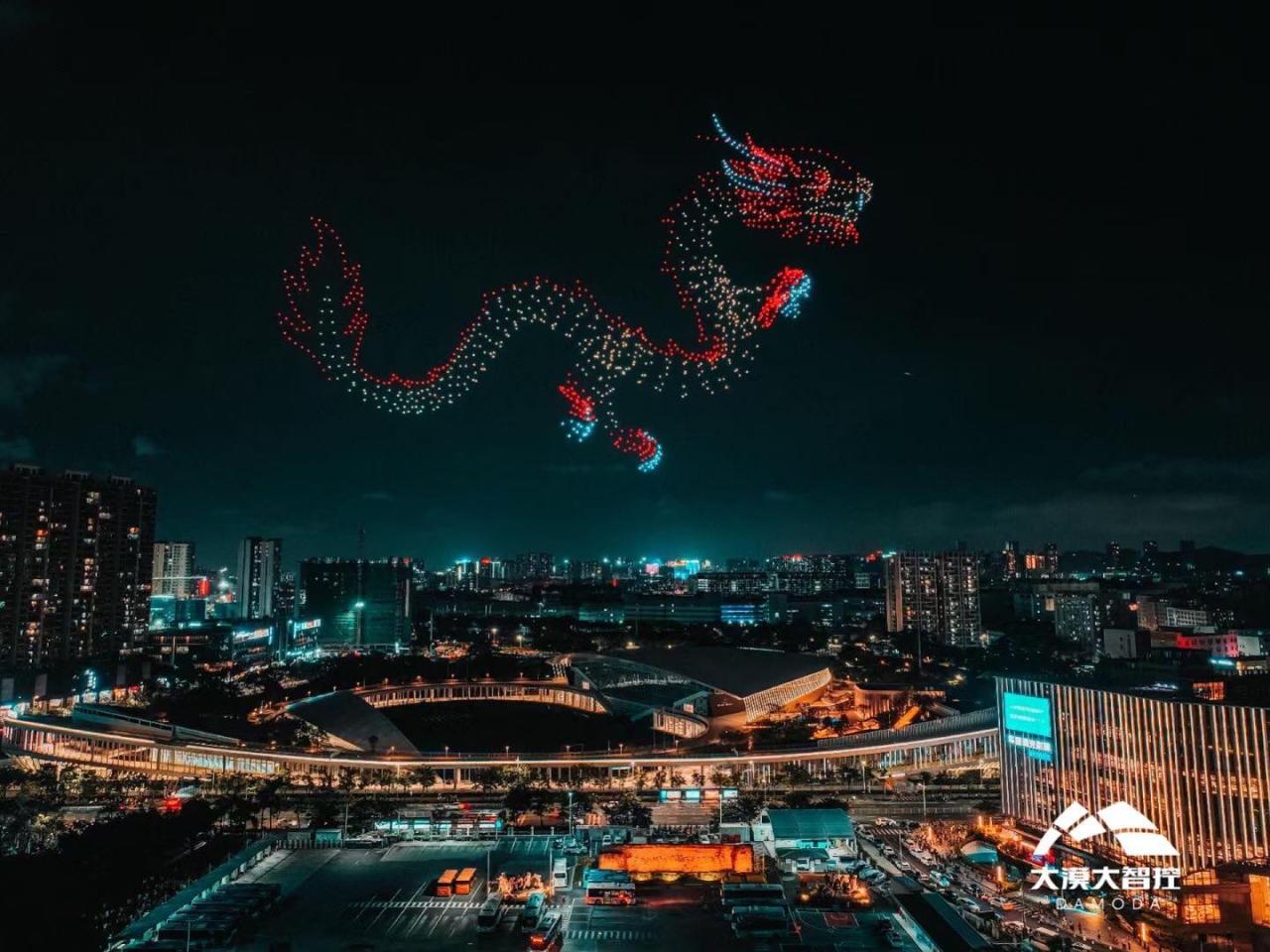 Drone dragon show light drones